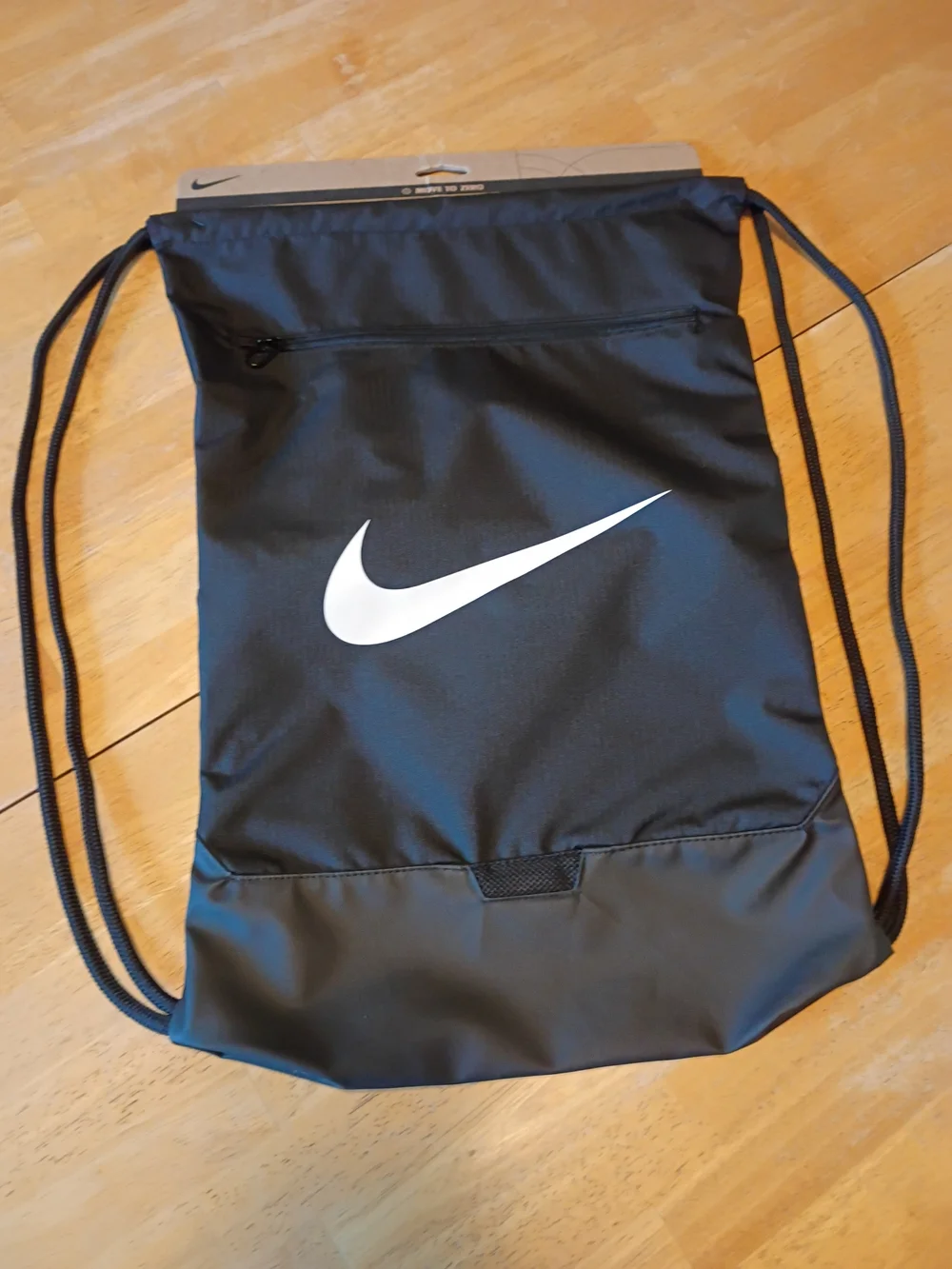 Nike Black Drawstring Backpack with White Swoosh